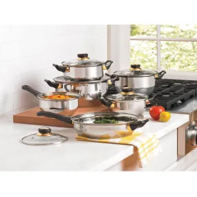 12-PC. Mirror Polish Stainless Steel Cookware Set with Bakelite Handles