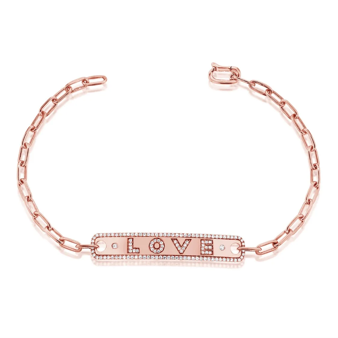 14KT Gold Diamond LOVE Plate Bracelet