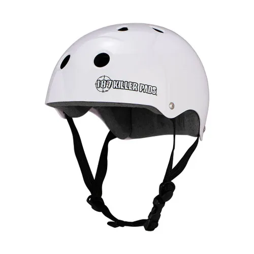 187 Skateboard Helmet Pro Skate w/ Sweatsaver Liner Gloss White Size XL