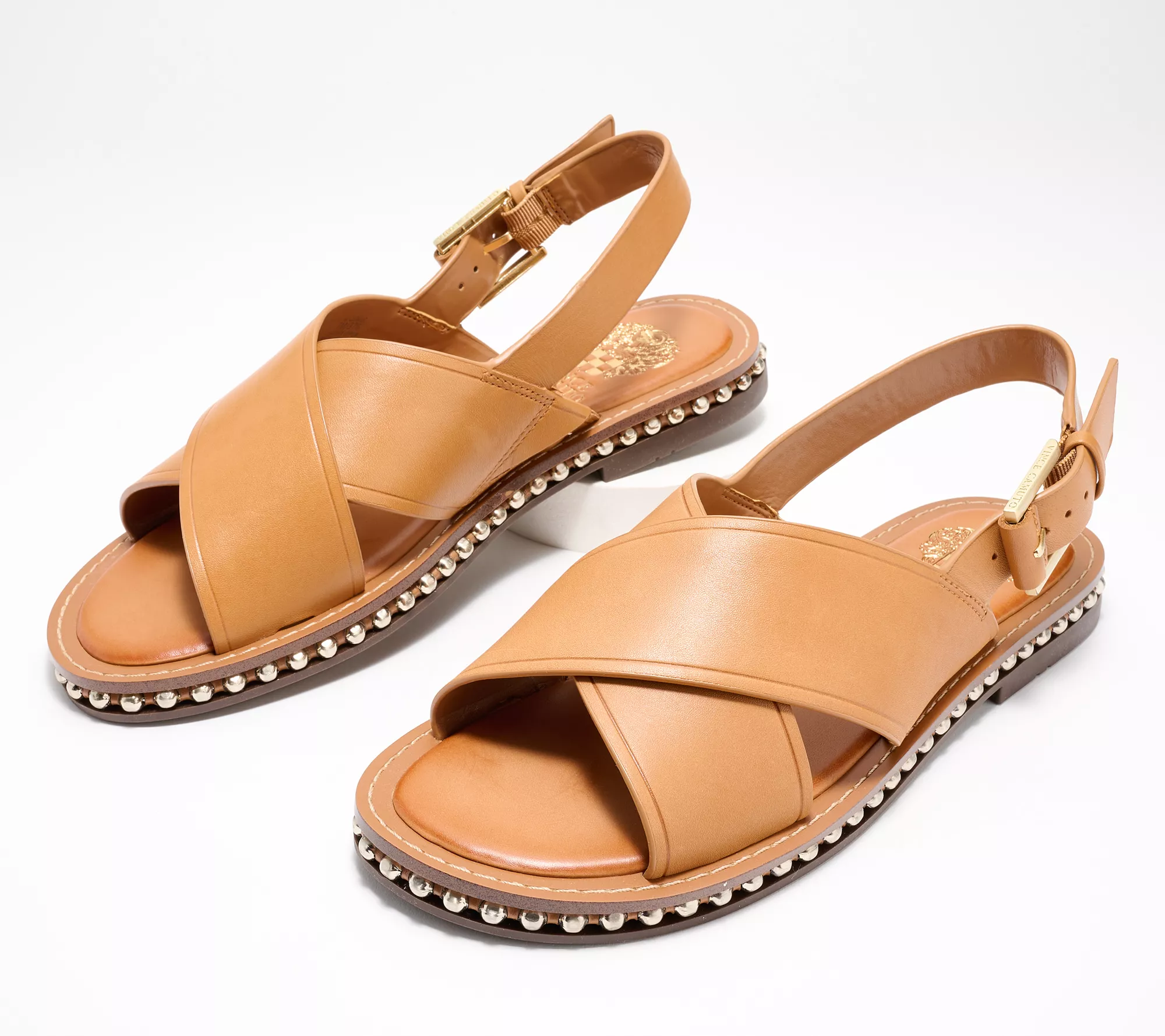 "As Is" Vince Camuto Leather Adjustable Crossband Sandals-Ceemilo