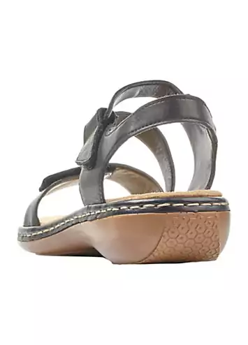 659C7 Ladies Black Hook & Loop Sandals by Rieker | Look Again