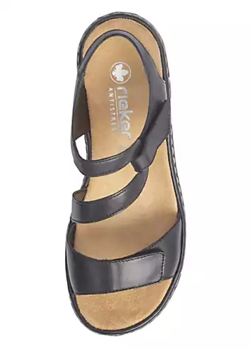 659C7 Ladies Black Hook & Loop Sandals by Rieker | Look Again