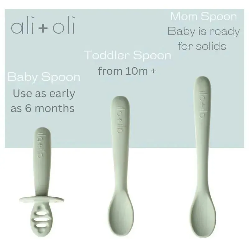 Ali + Oli - 3Pk Multi Stage Spoon Set For Baby, Pine