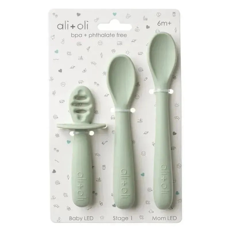 Ali + Oli - 3Pk Multi Stage Spoon Set For Baby, Pine