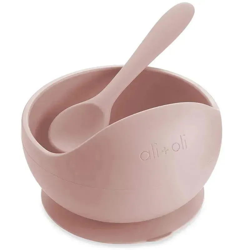 Ali + Oli - Silicone Suction Bowl & Spoon Set, Blush