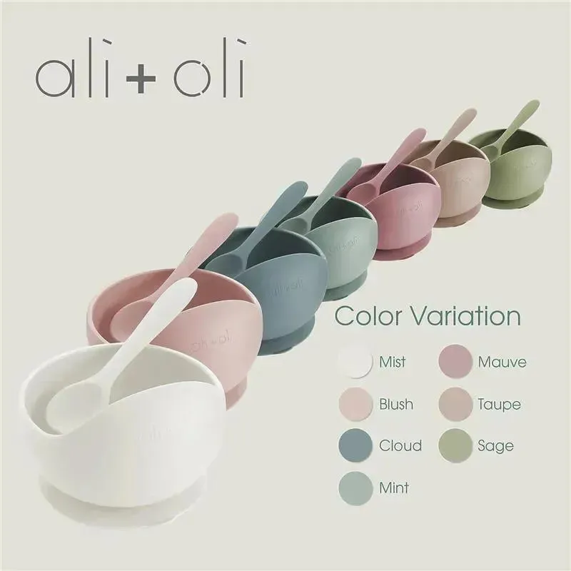 Ali + Oli - Silicone Suction Bowl & Spoon Set, Blush