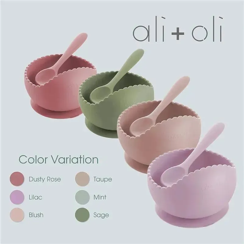 Ali + Oli - Silicone Suction Bowl & Spoon Set, Blush