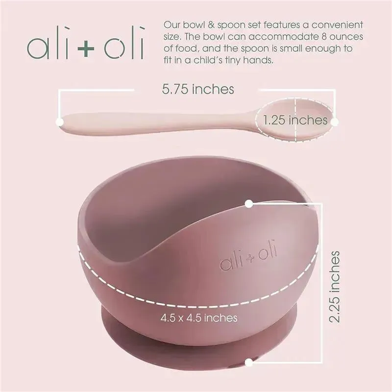 Ali + Oli - Silicone Suction Bowl & Spoon Set, Blush