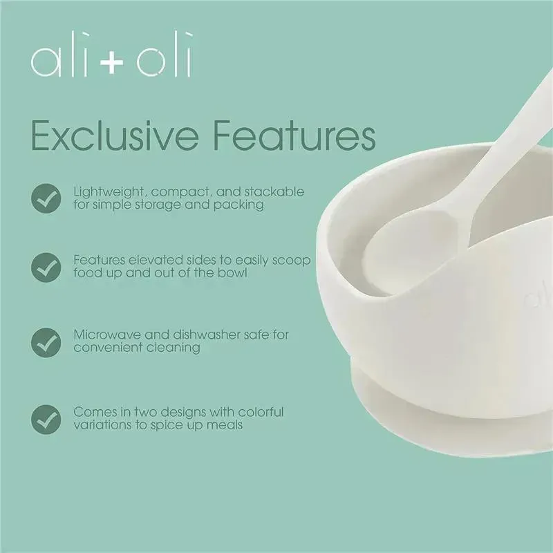 Ali + Oli - Silicone Suction Bowl & Spoon Set, Blush