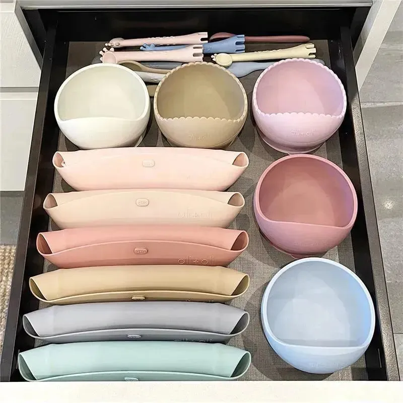 Ali + Oli Suction Bowl & Spoon (Blush) Wavy Edge