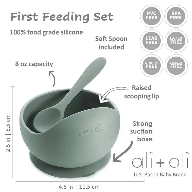 Ali + Oli Suction Bowl & Spoon (Mint)