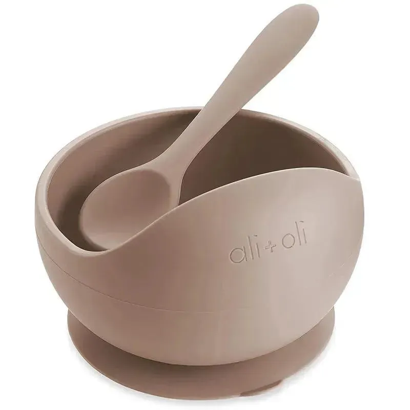 Ali + Oli Suction Bowl & Spoon (Taupe)