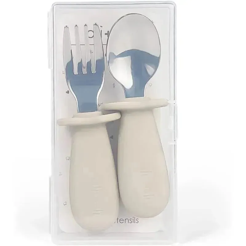 Ali+Oli - Spoon & Fork Learning Set for Toddlers, 6m+, Khaki