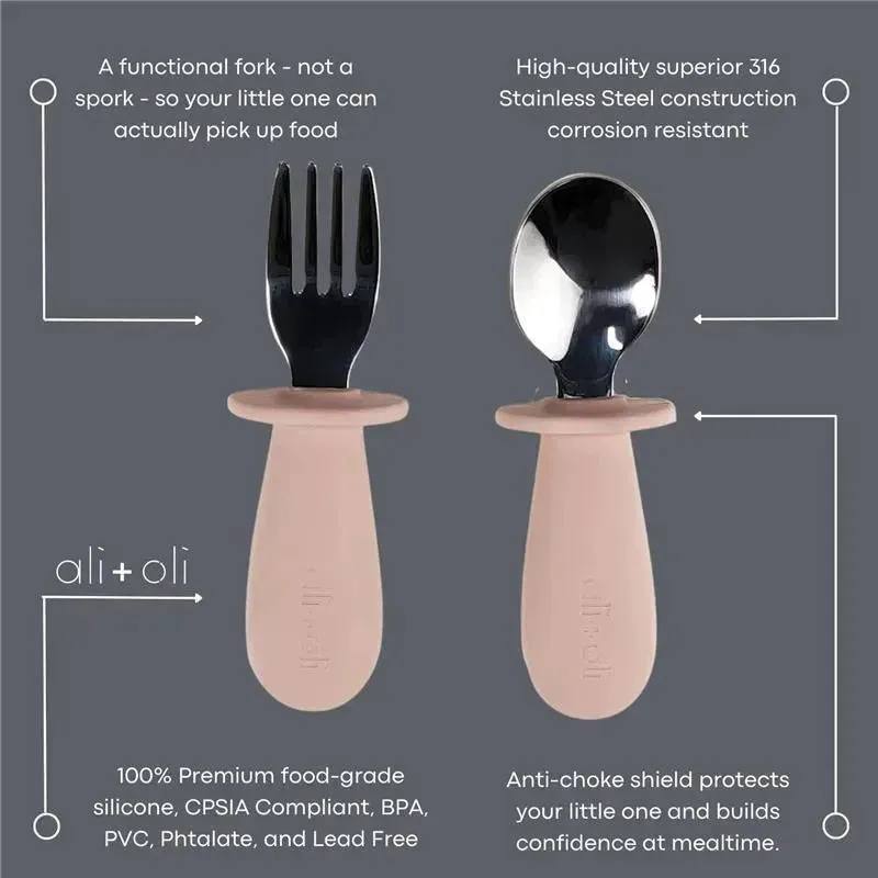 Ali+Oli - Spoon & Fork Learning Set for Toddlers, 6m+, Pink