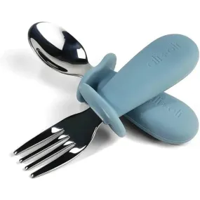 Ali+Oli - Spoon & Fork Learning Set for Toddlers, 6m+, Powder Blue