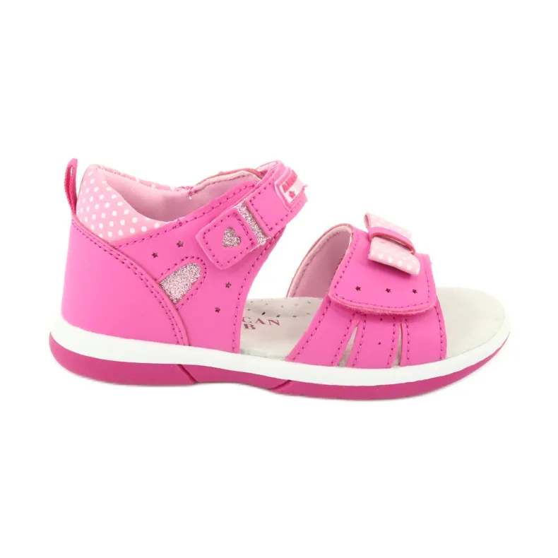 American Club Girls' sandals with an American DR20 / 20 bow white pink