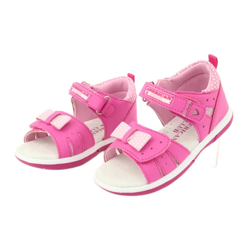 American Club Girls' sandals with an American DR20 / 20 bow white pink