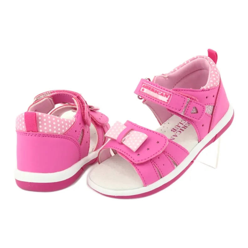 American Club Girls' sandals with an American DR20 / 20 bow white pink