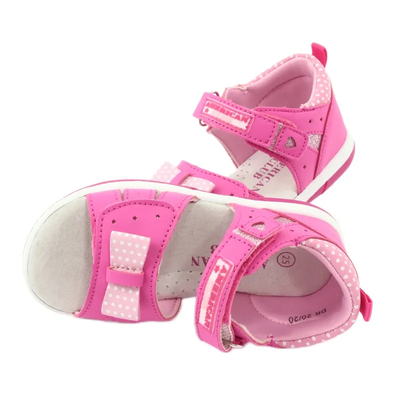 American Club Girls' sandals with an American DR20 / 20 bow white pink