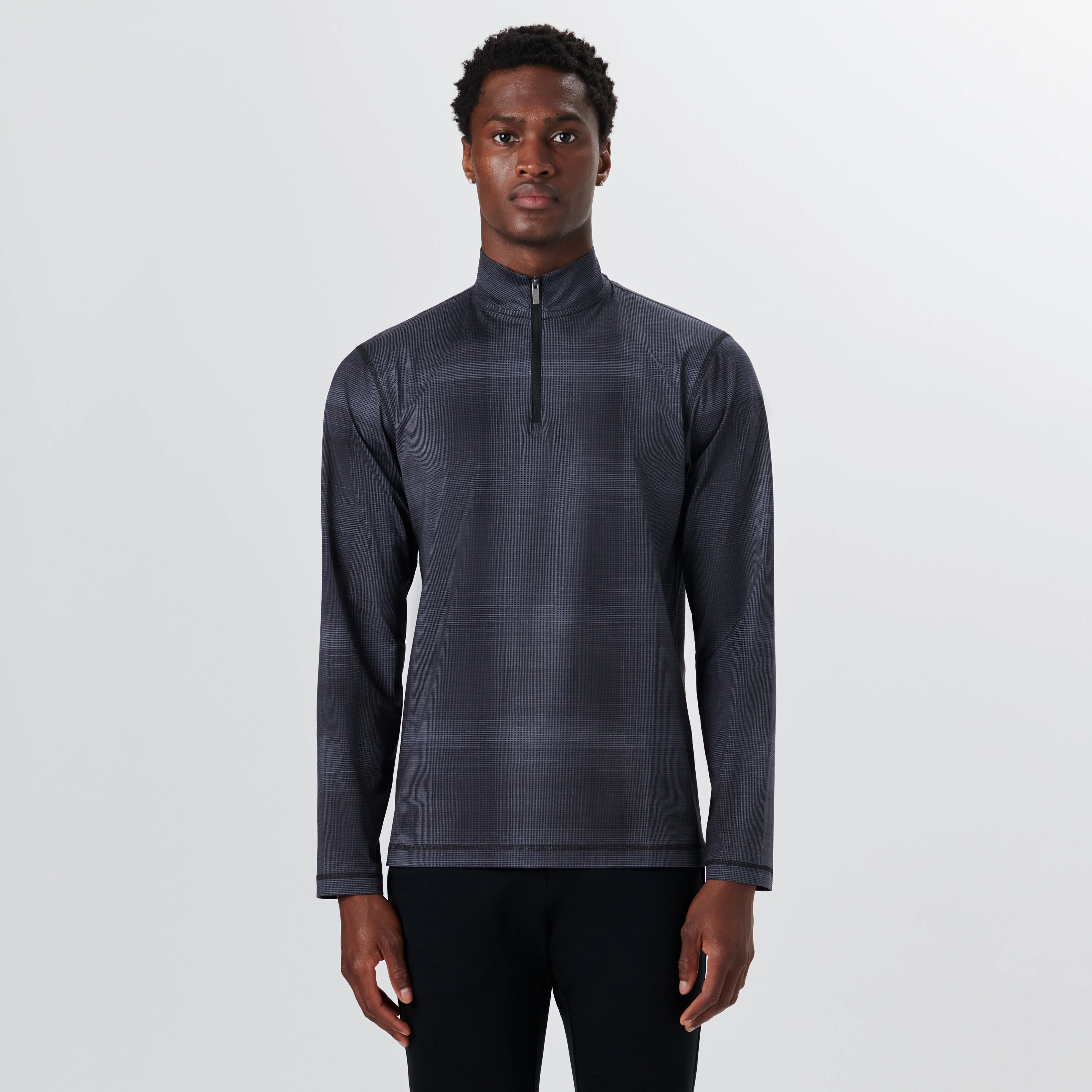 ANTHONY Plaid Check OoohCotton Quarter Zip Pullover