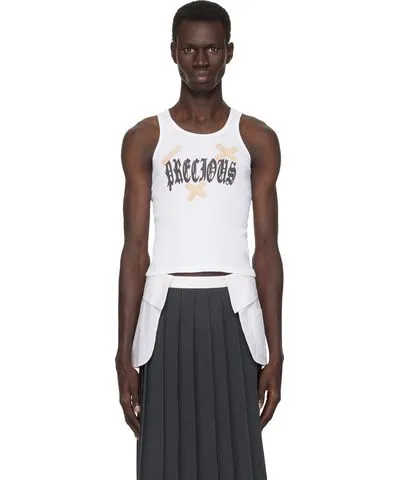 Ashley Williams White 'Precious' Tank Top