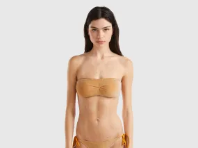 Bandeau bikini top with lurex - Mustard | Benetton