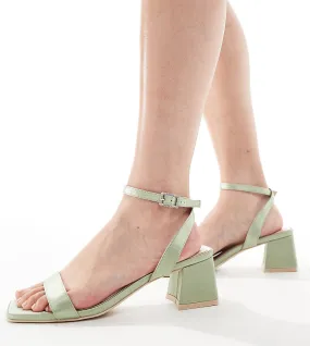 Be Mine Wide Fit Bridal Ruhi low block heeled sandals in sage-Green