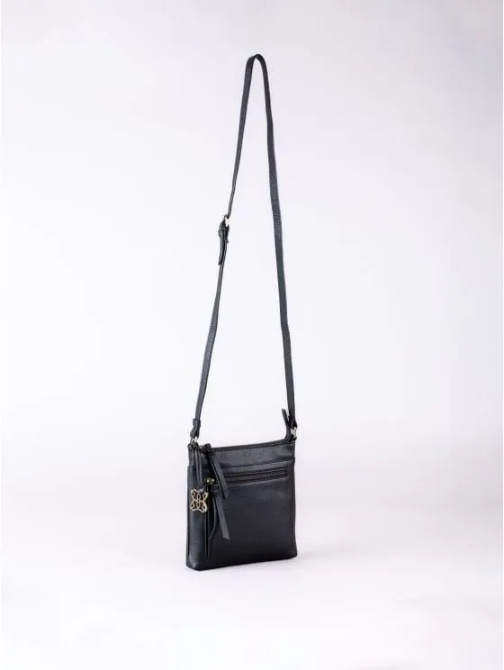 Beetham Small Leather Cross Body Bag in Black