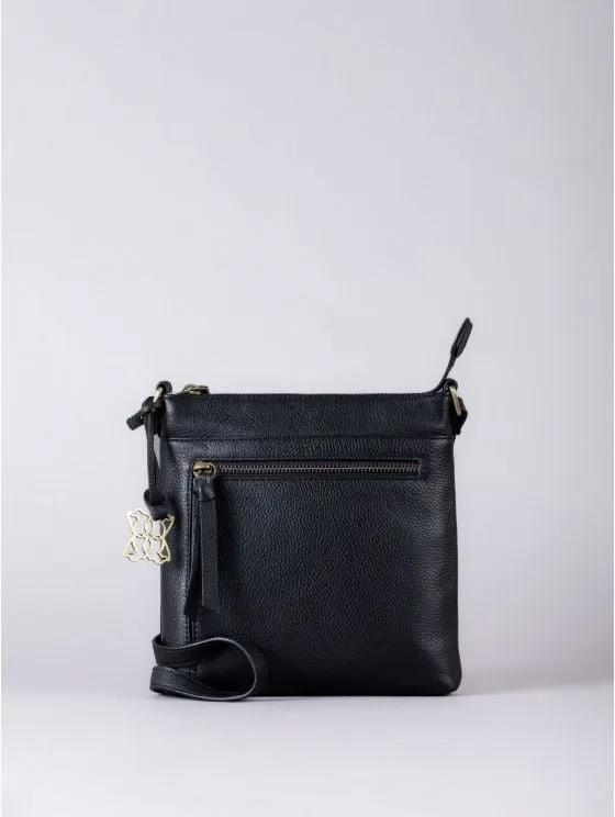 Beetham Small Leather Cross Body Bag in Black