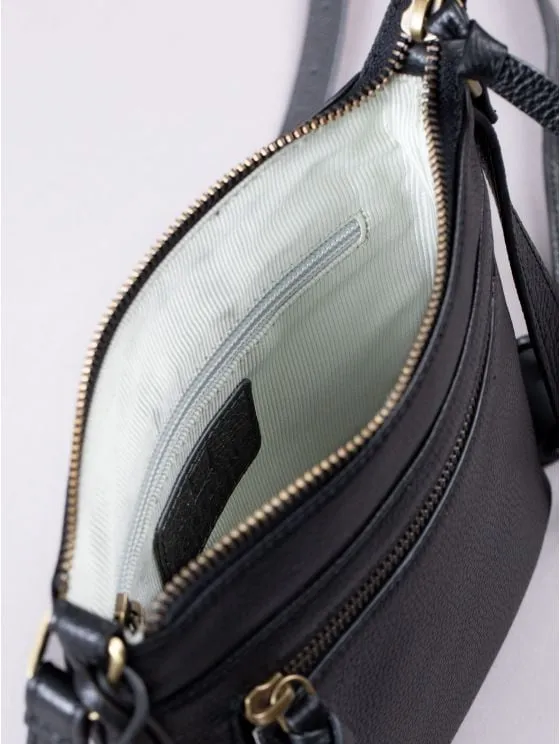 Beetham Small Leather Cross Body Bag in Black