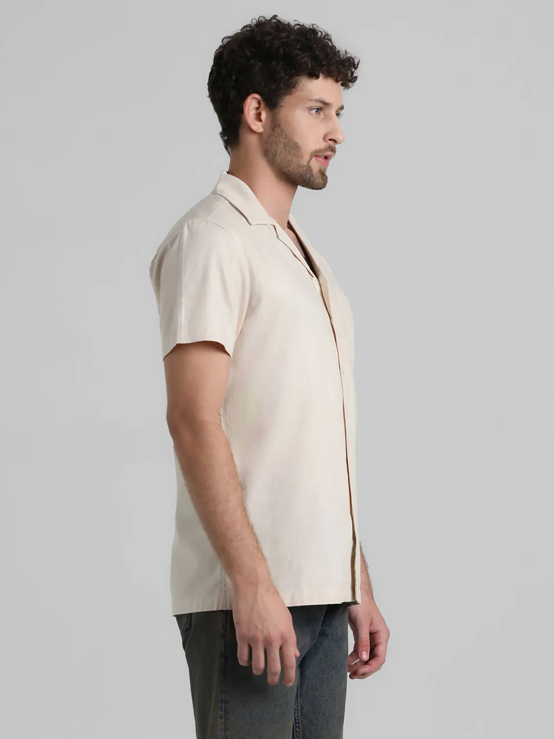 Beige Short Sleeves Shirt