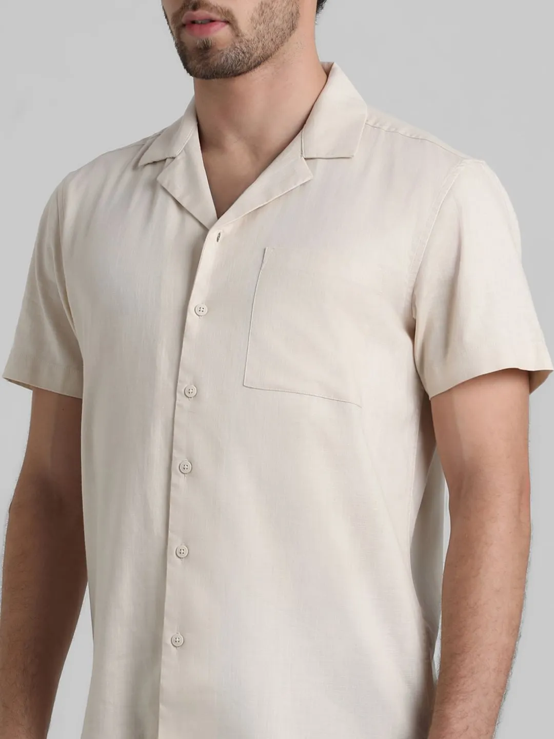 Beige Short Sleeves Shirt