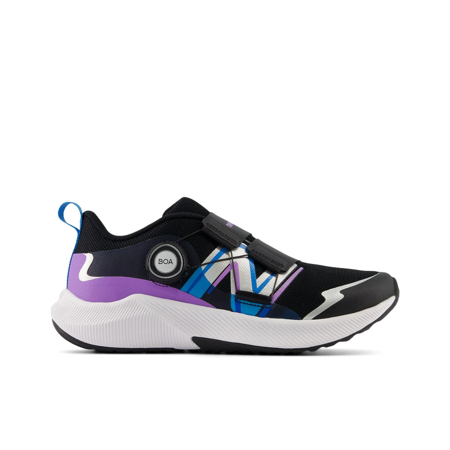 Big Kid's New Balance DynaSoft Reveal v4 Boa Color: Black with Purple Fade