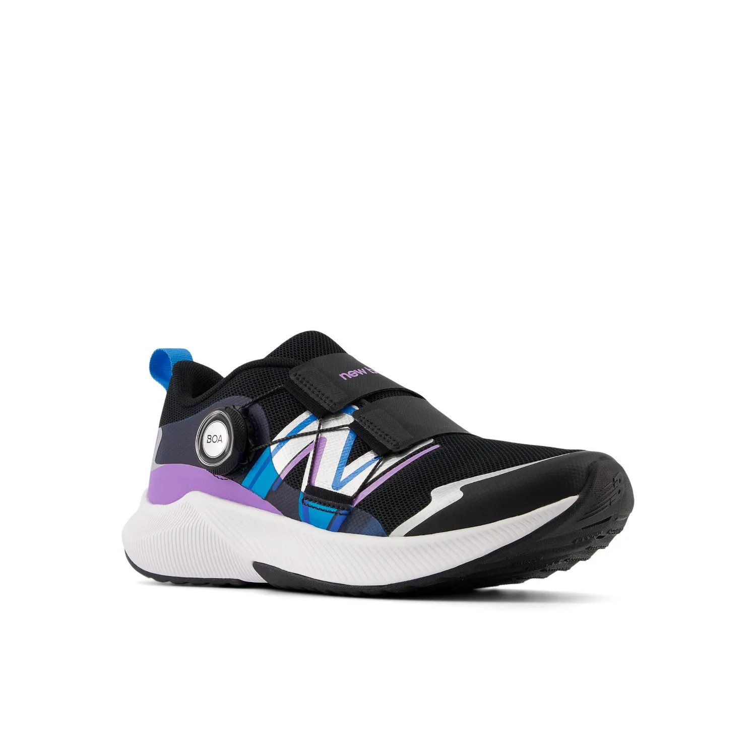 Big Kid's New Balance DynaSoft Reveal v4 Boa Color: Black with Purple Fade