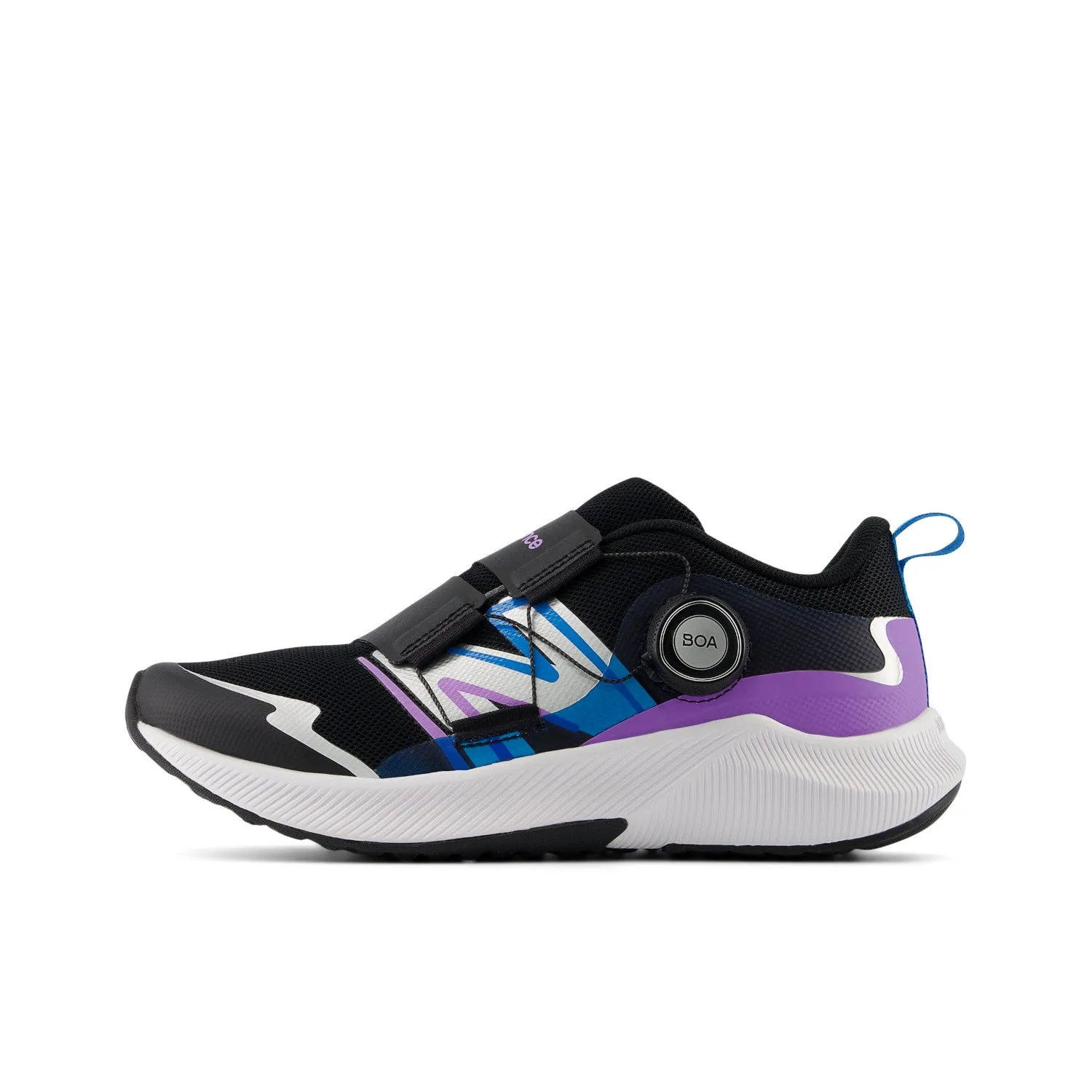 Big Kid's New Balance DynaSoft Reveal v4 Boa Color: Black with Purple Fade