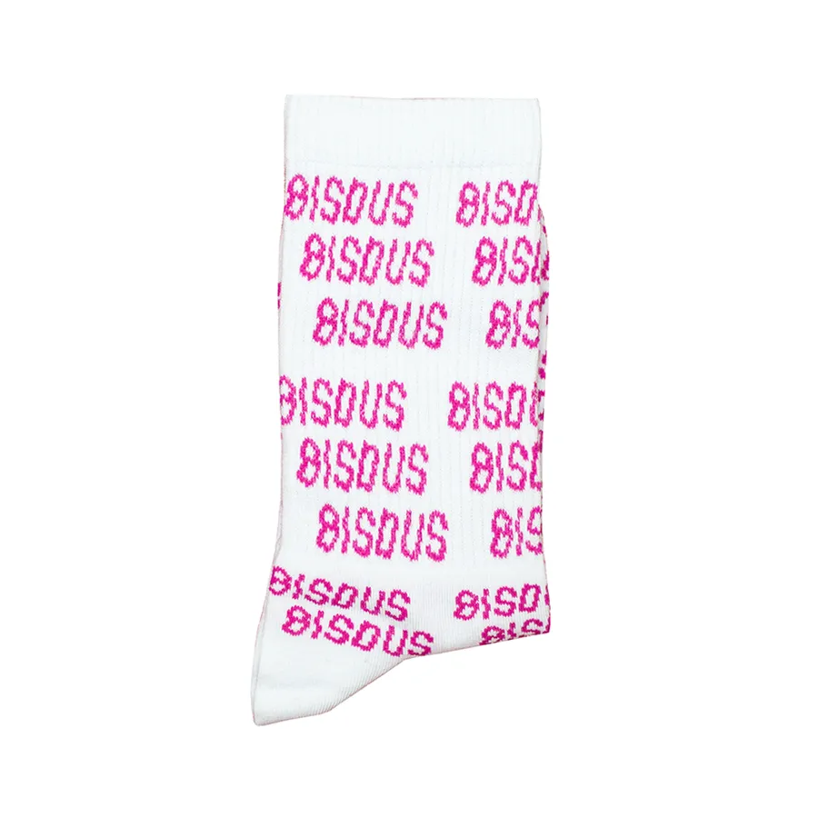 Bisous Skateboards - All Over Bisous Socks - White/Pink