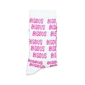 Bisous Skateboards - All Over Bisous Socks - White/Pink