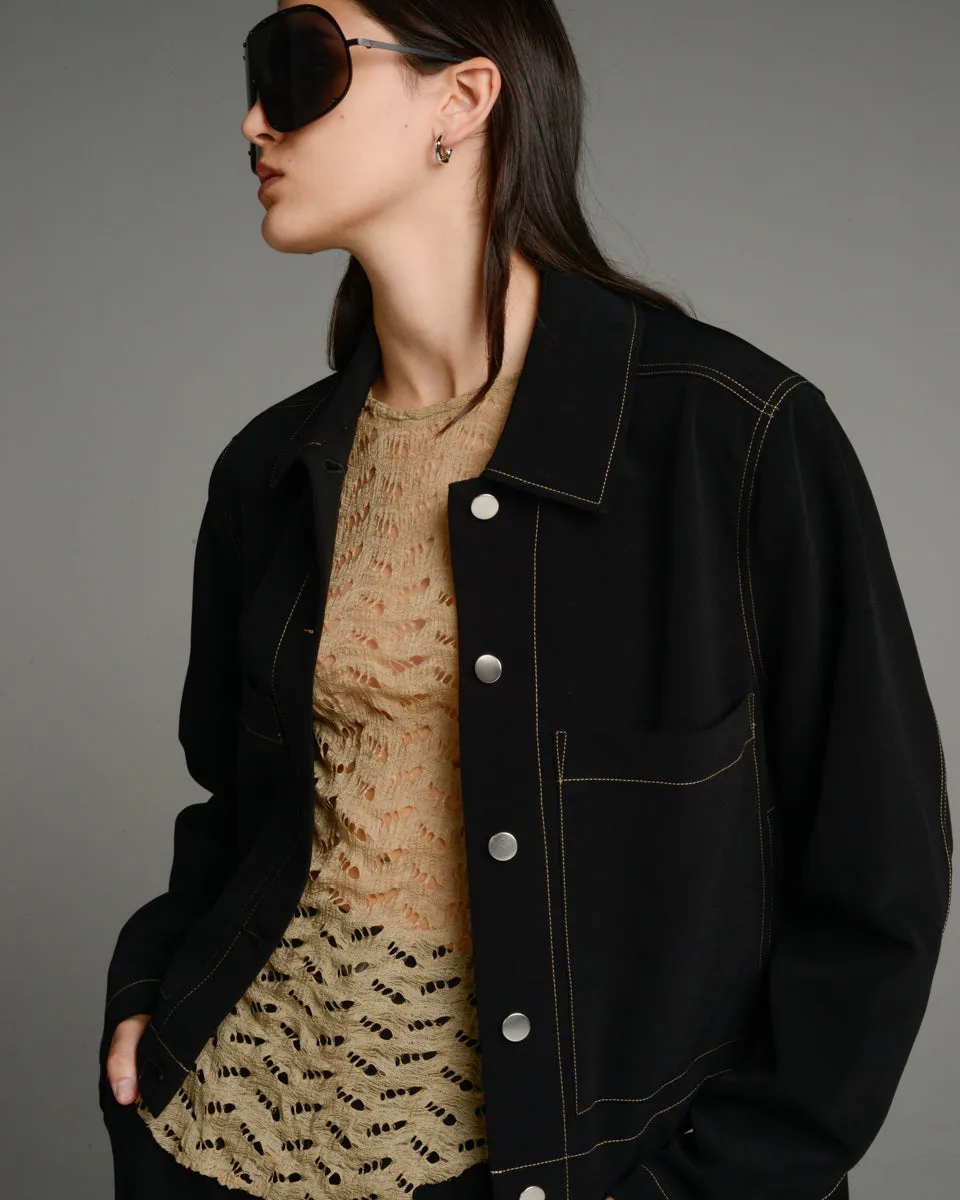 Black Cropped Patch Pocket Jacket