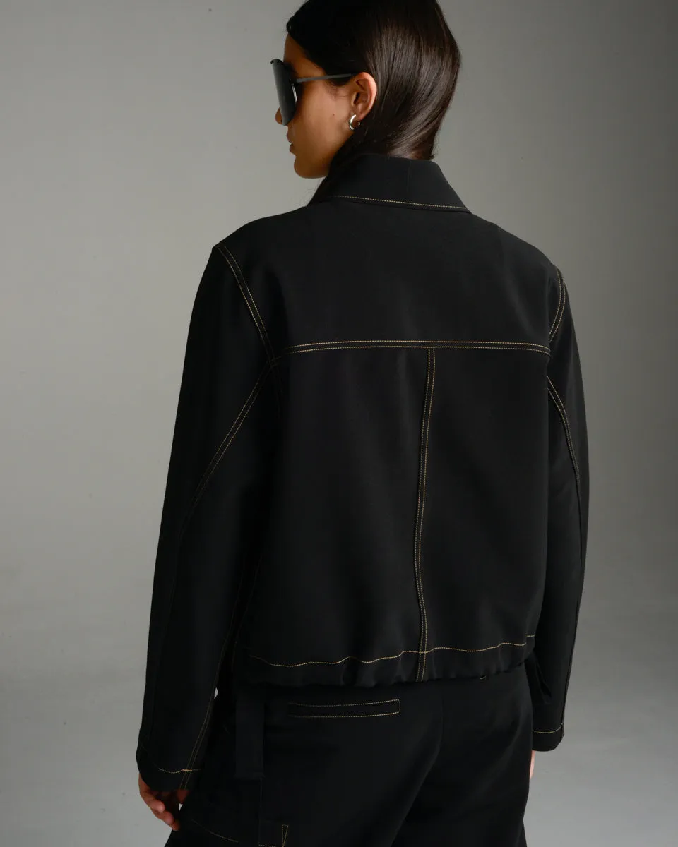 Black Cropped Patch Pocket Jacket