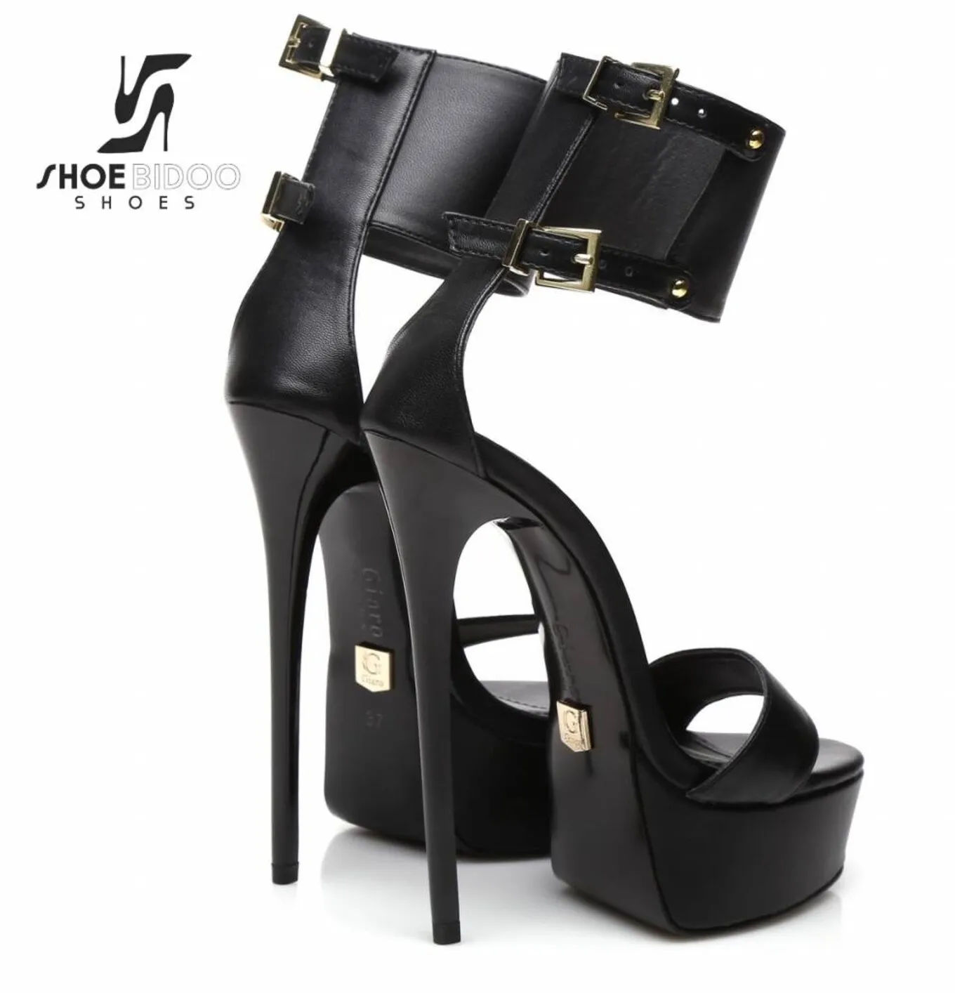 Black Giaro KATE high 16cm heeled platform sandals