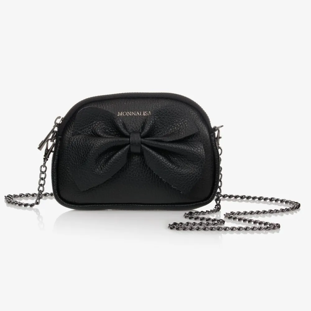 Black Leather Bow Bag (18cm)