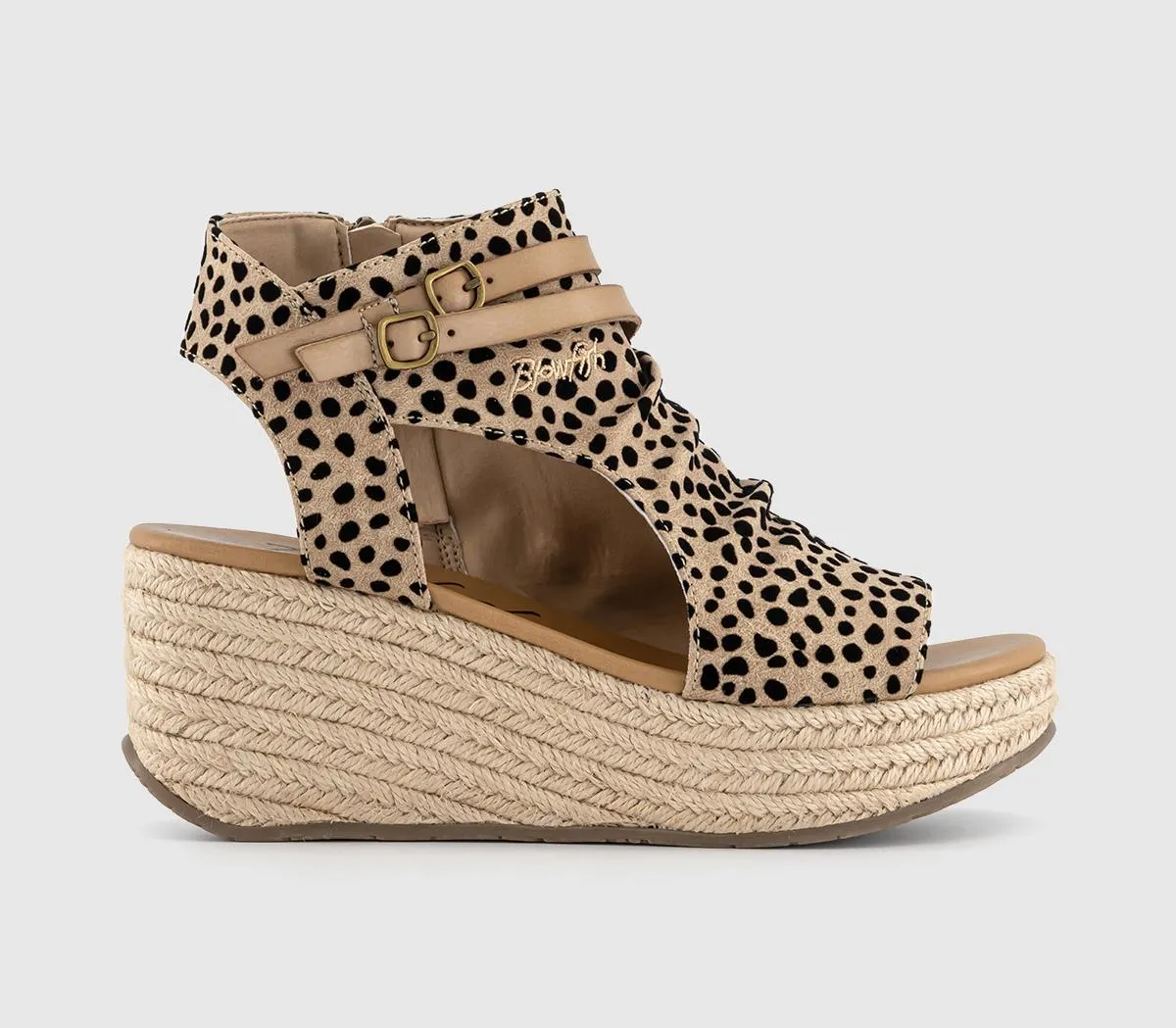 Blowfish Malibu Lacey-C Rope Wedge Sandals Sand Pixie Leopard Roadtrip