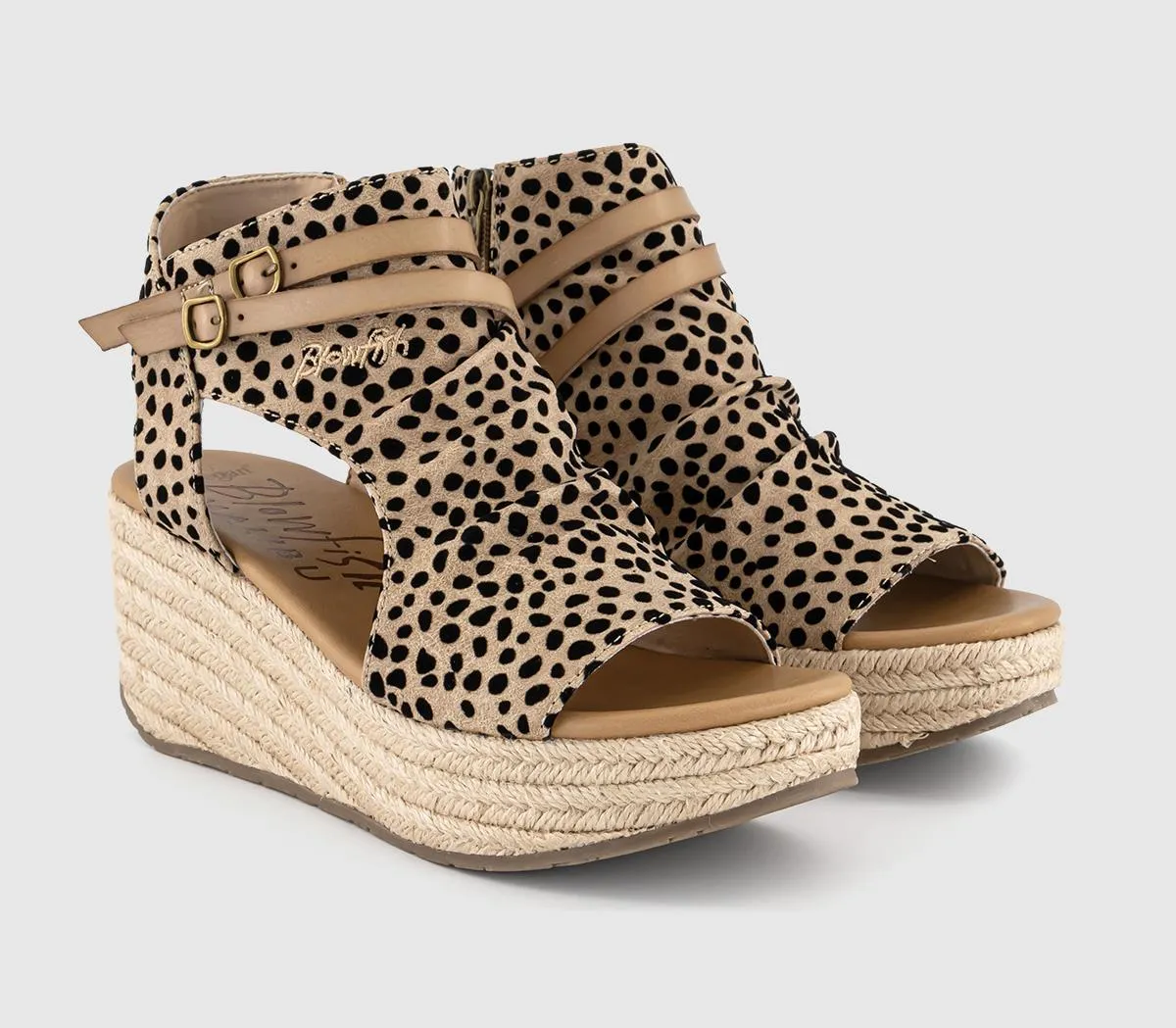 Blowfish Malibu Lacey-C Rope Wedge Sandals Sand Pixie Leopard Roadtrip