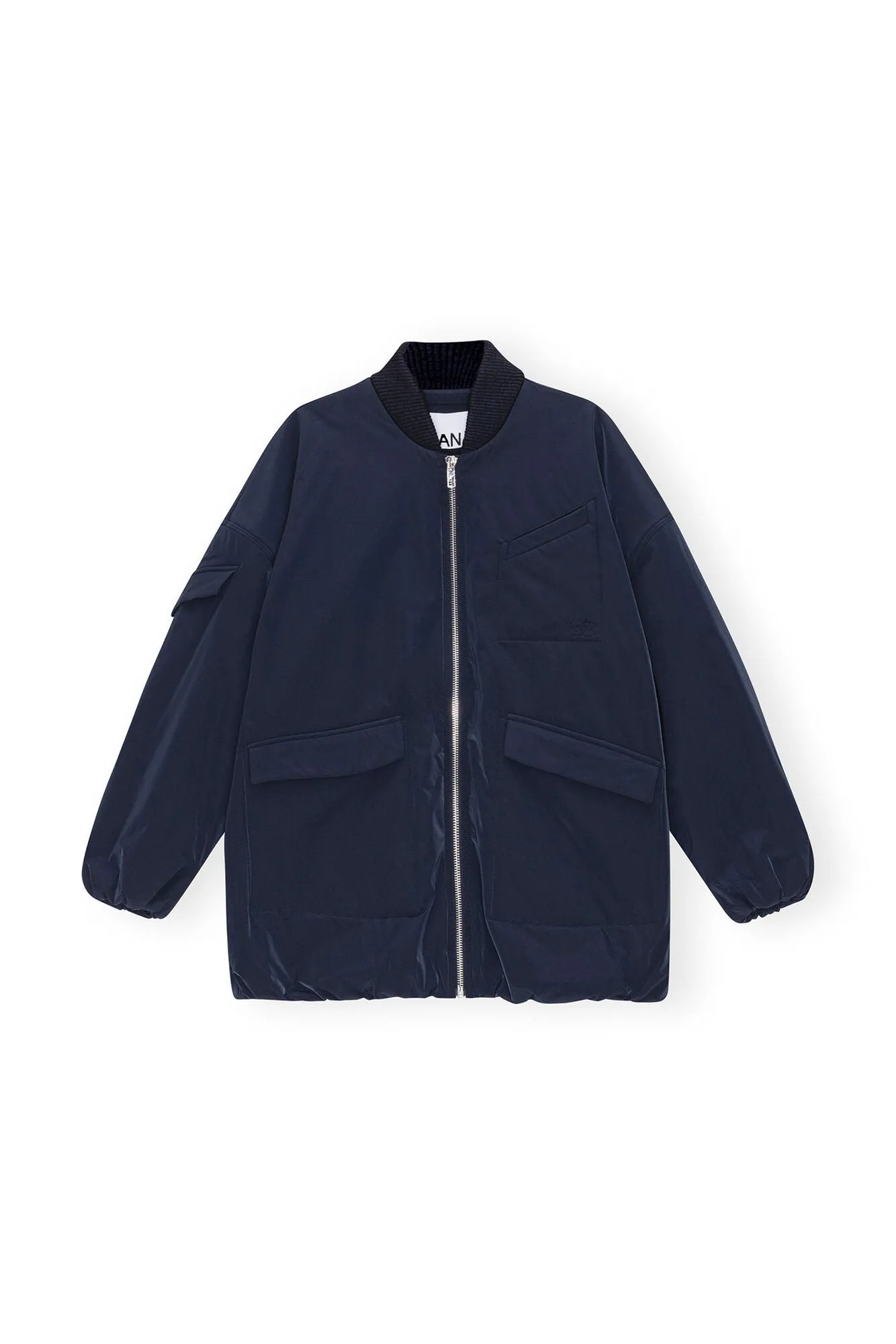 BLUE TWILL OVERSIZED BOMBER JACKET