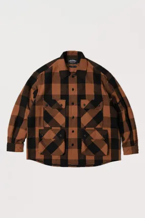 Buffalo Check Shirt Jacket - Brown