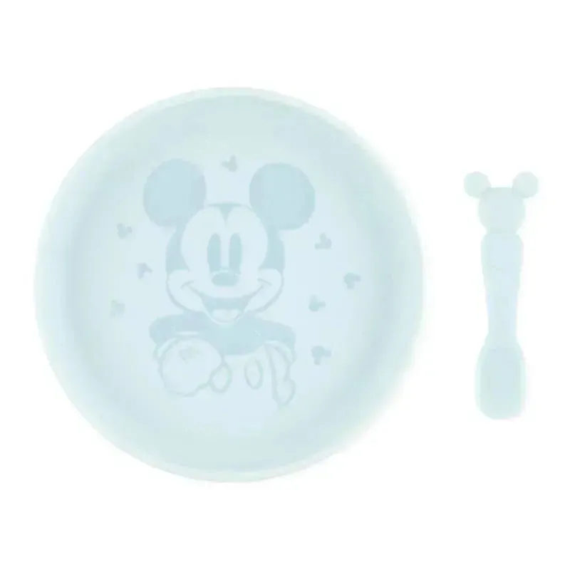 Bumkins - Disney Baby and Toddler Silicone Plate and Spoon Set, 6 Months Up, Mickey Mouse