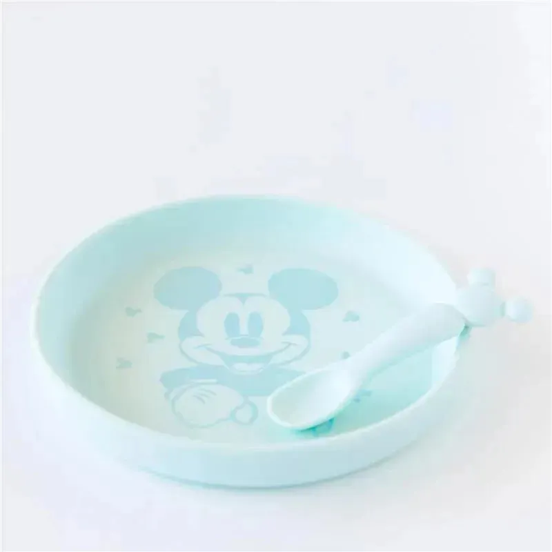 Bumkins - Disney Baby and Toddler Silicone Plate and Spoon Set, 6 Months Up, Mickey Mouse