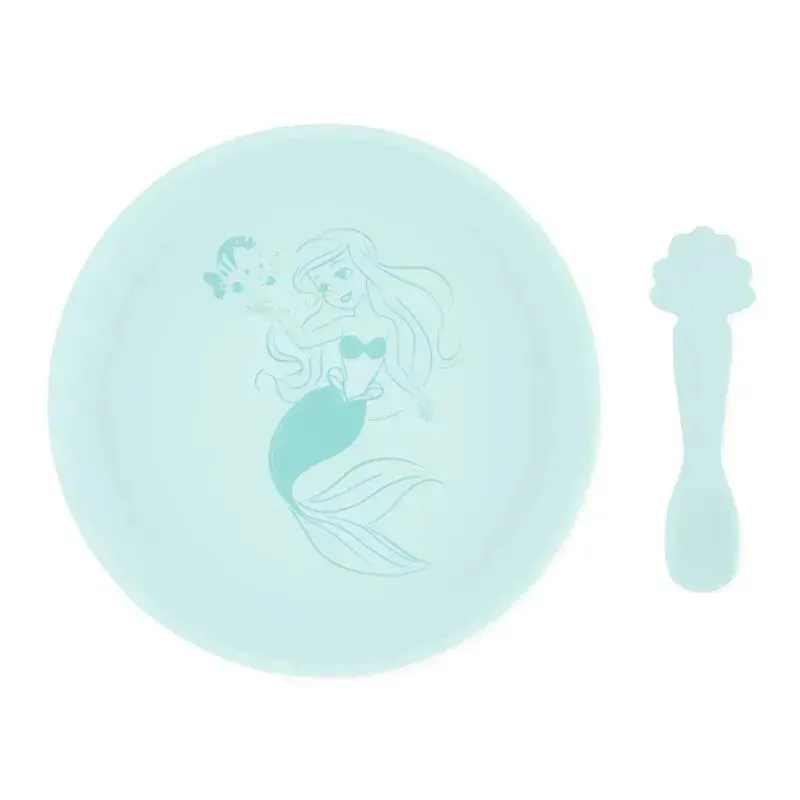 Bumkins - Disney Baby and Toddler Silicone Plate and Spoon Set, 6 Months Up, Princess Ariel