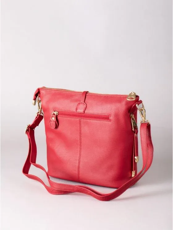 Cartmel Leather Cross Body Bag in Red