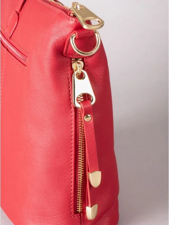 Cartmel Leather Cross Body Bag in Red